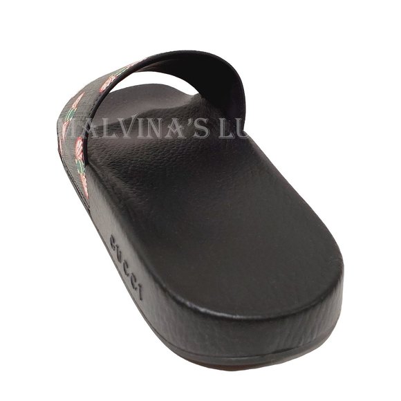 GUCCI SHOES MENS BESTIARY GG SUPREME LOGO BEE PRINT SLIDES SANDALS main image 14